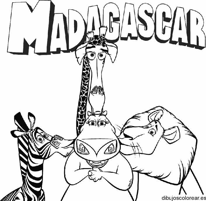 Dibujo de personajes de película Madagascar 