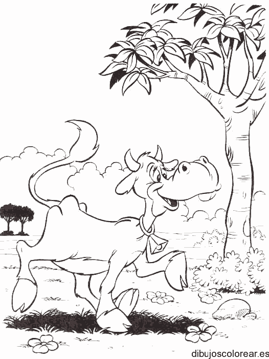 Dibujo de una vaca por el campo