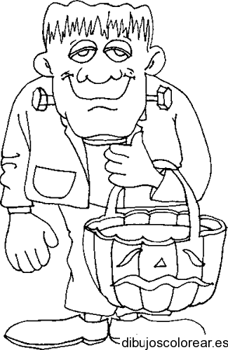 Dibujo de Frankenstein pidiendo dulces 