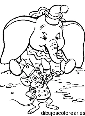 Dibujo de Dumbo con sombrero