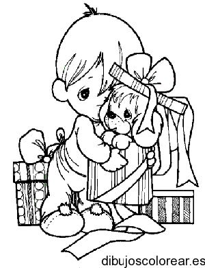Dibujo de un niño y una perrita