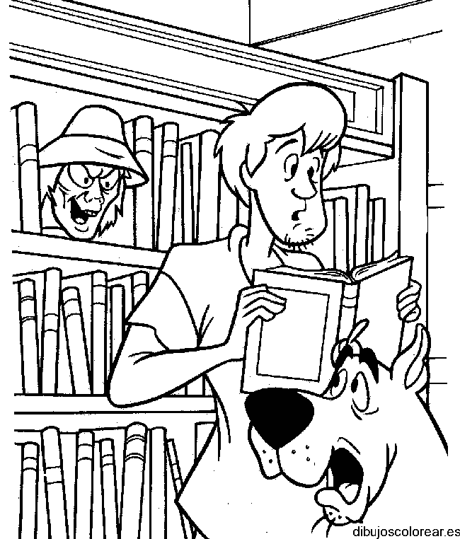 Dibujo de Scooby Doo en la biblioteca
