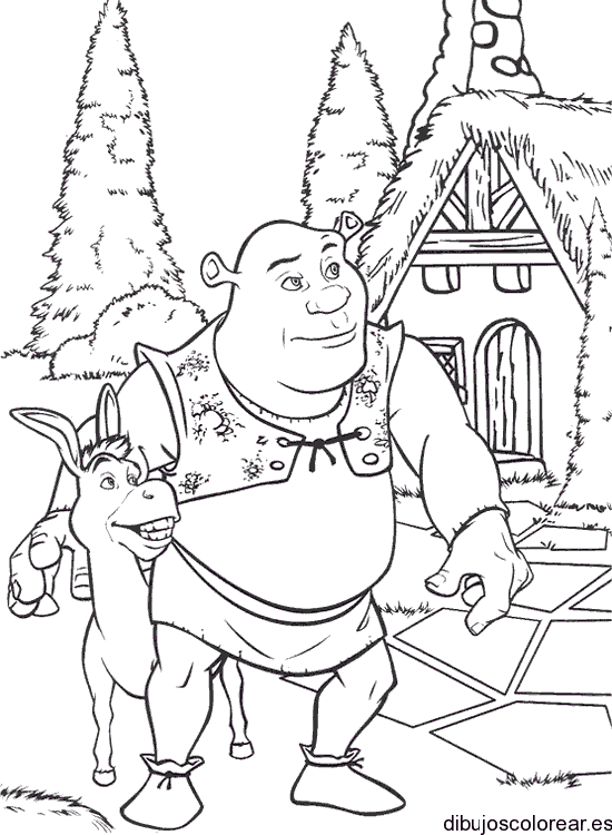Dibujo de Shrek paseando con Burro