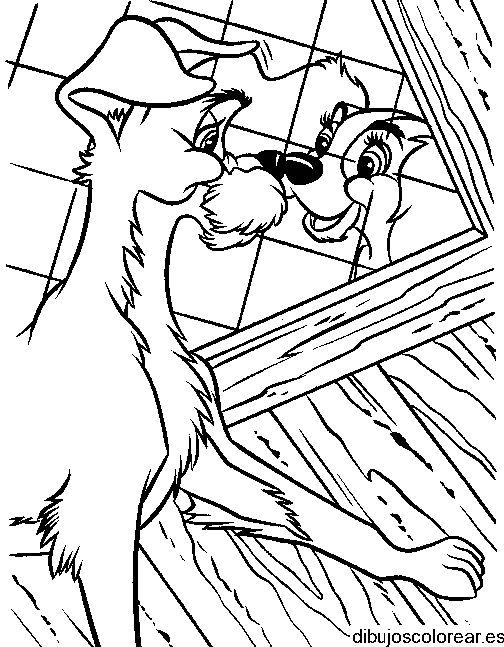 Dibujo de dos perros en la ventana