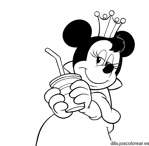 Dibujo de Minnie Mouse con una coronita