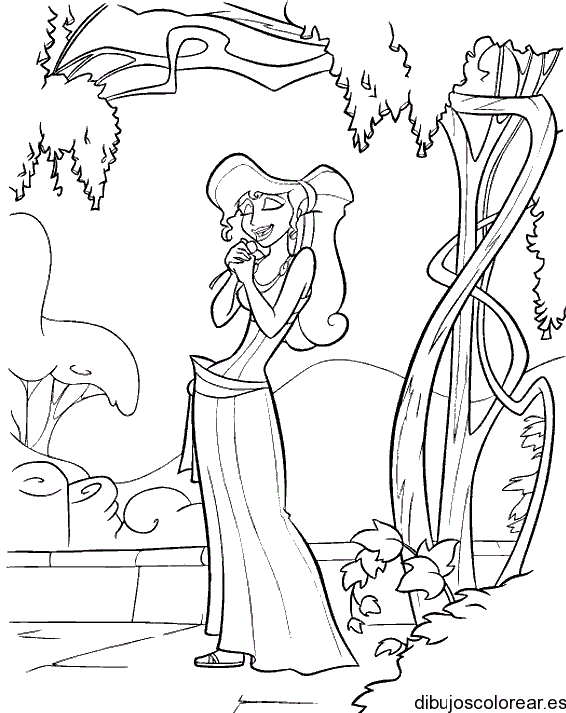 Dibujo de Meg en el jardín