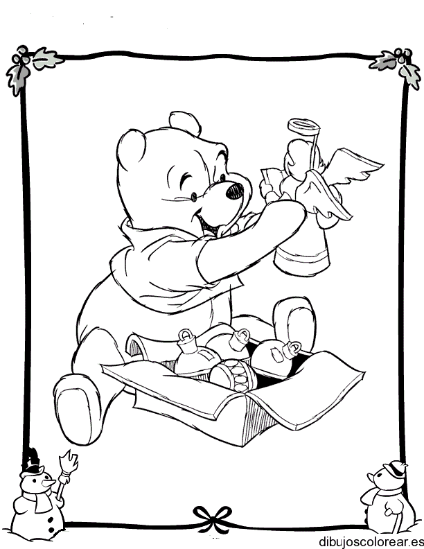 Dibujo de Winnie Pooh con un ángel