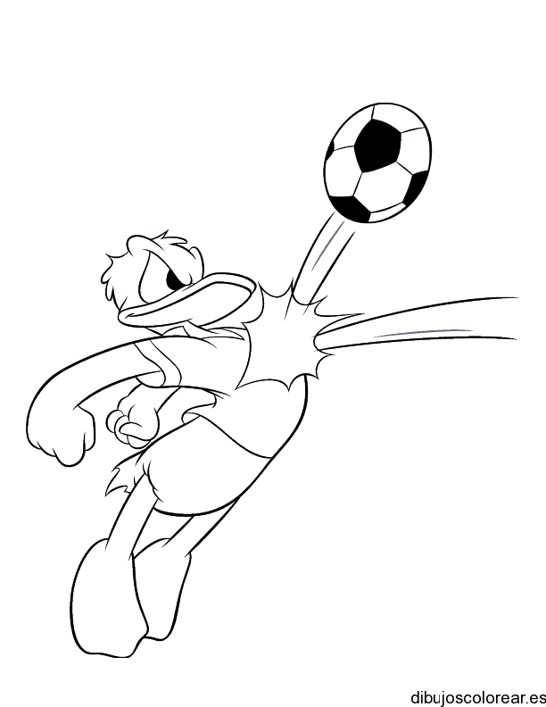 Dibujo de Pato Donald jugando pelota
