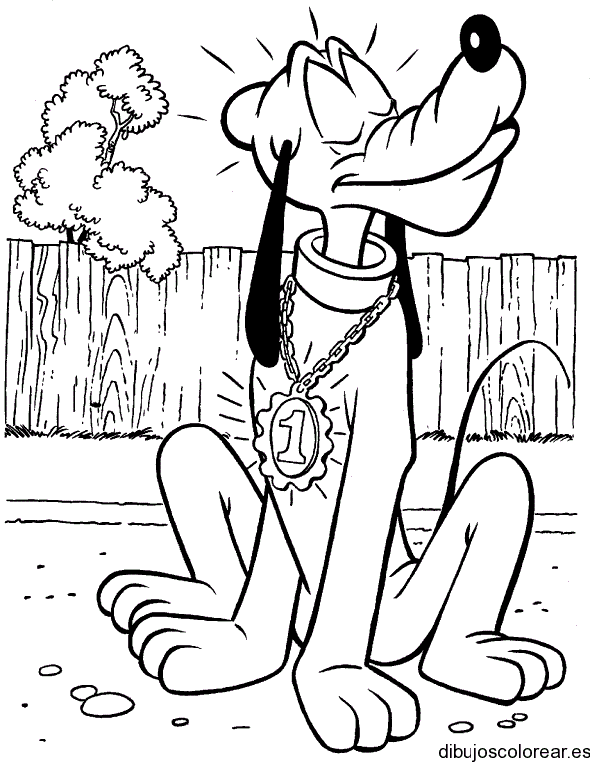 Dibujo de Pluto con una medalla
