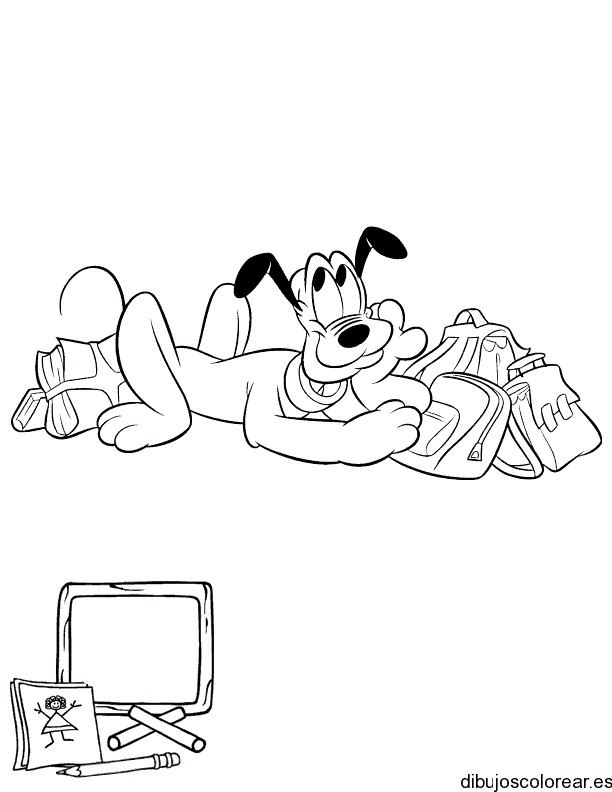 Dibujo de Pluto con mochila