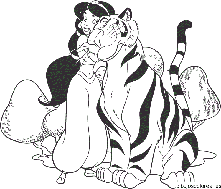 Dibujo de jazmin y un tigre