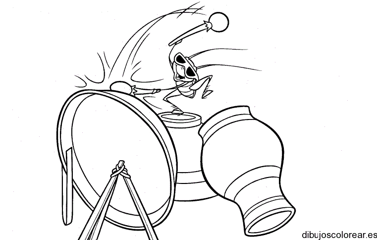Dibujo de un grillo tocando batería