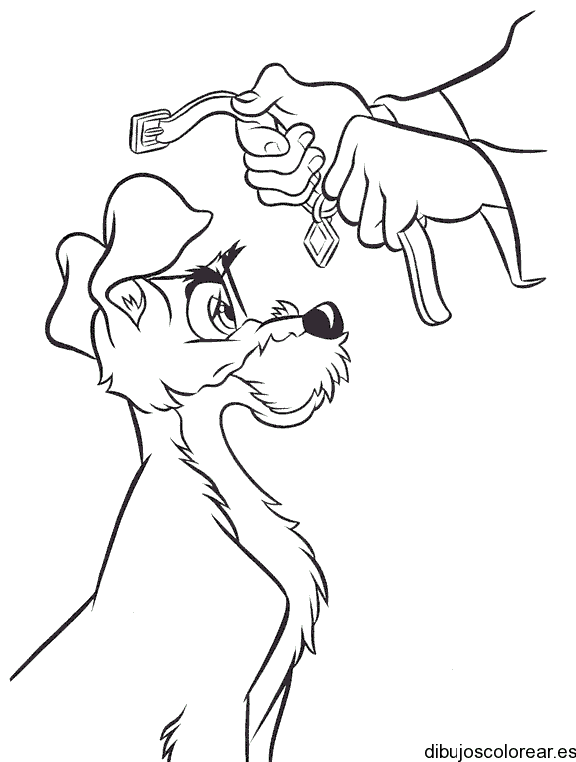 Dibujo de un perro con collar y diamante