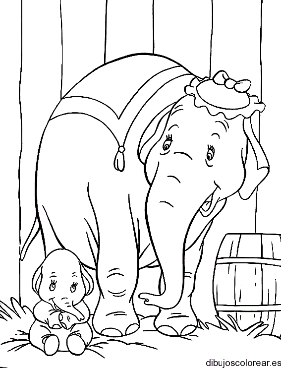 Dibujo de Dumbo y su mamá