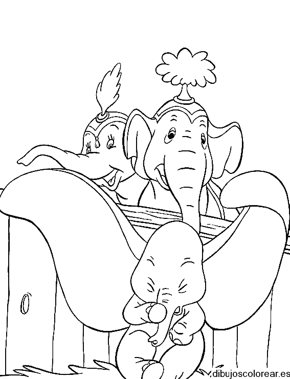 Dibujo de Dumbo y las elefantes