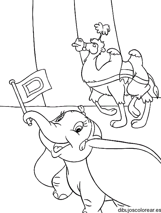 Dibujo de Dumbo y un camello