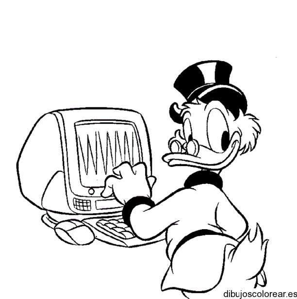 Dibujo de Rico Mac Pato en el ordenador