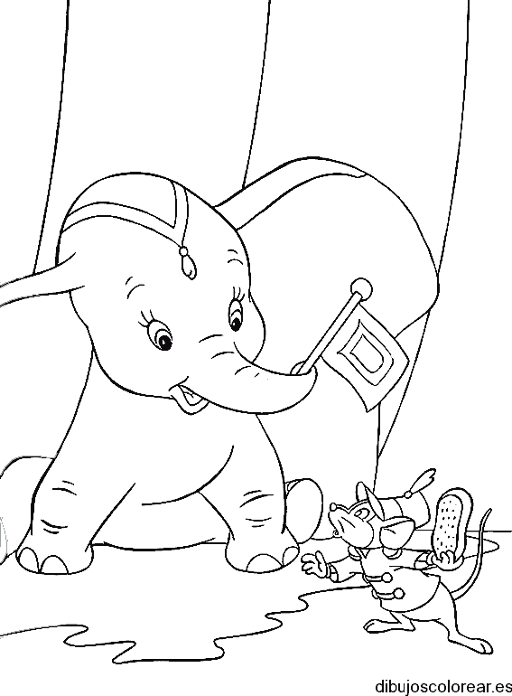 Dibujo de Dumbo con una banderilla