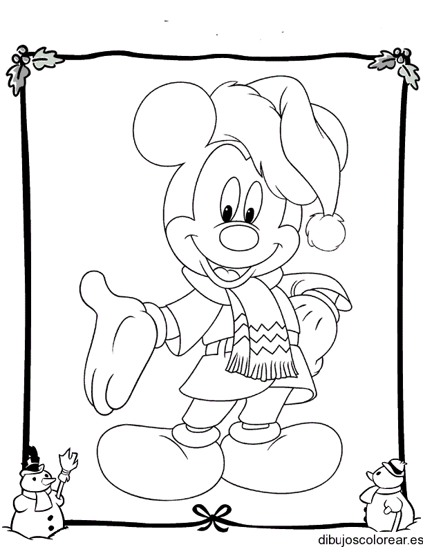 Dibujo de Mickey Mouse con una bufanda