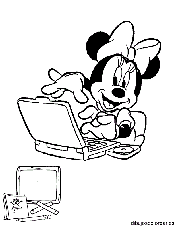 Dibujo de Minnie Mouse en el ordenador