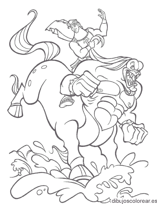 Dibujo de Hercúles y su caballo Pegaso