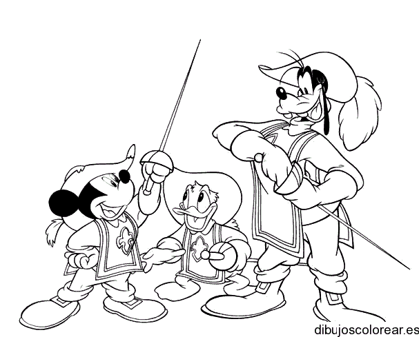Dibujo de Mickey Mouse, Pato Donald y Tribilin