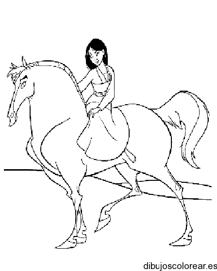 Dibujo de Mulan y su caballo Khan 