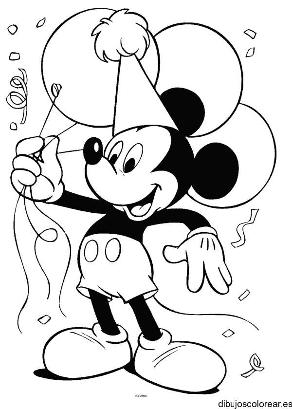 Dibujo de Mickey Mouse en su cumpleaños