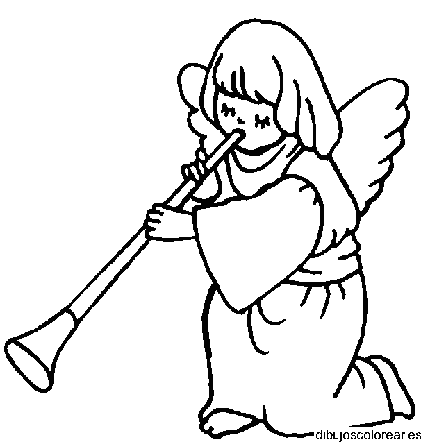 Dibujo de un ángel haciendo música