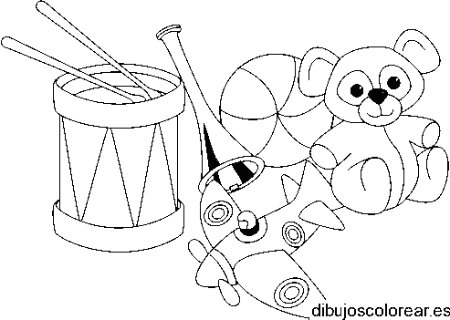 Dibujo de un tambor y otros juguetes