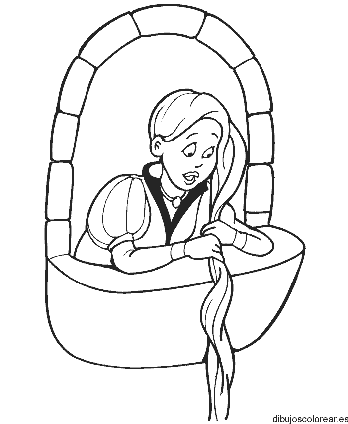Dibujo de Rapunzel en su balcón