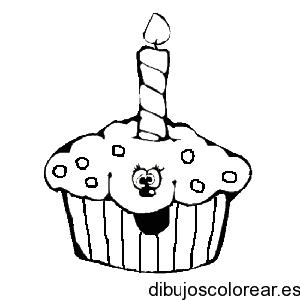 Dibujo de un cupcake de cumpleaños 