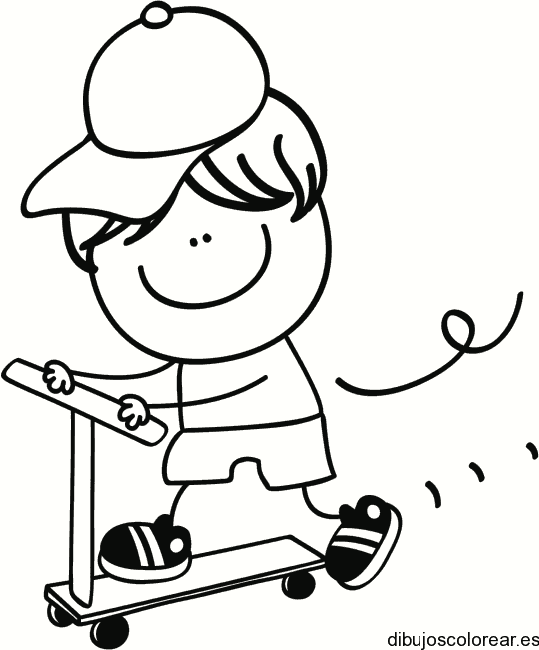 Dibujo de un niño patinando 