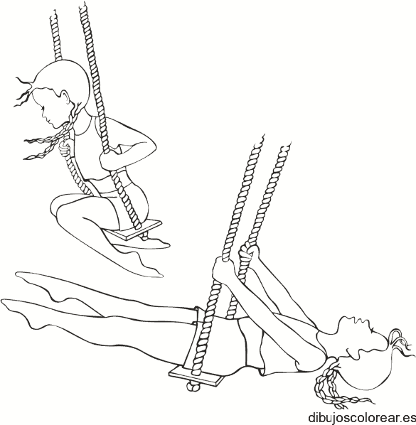 Dibujo de una niña jugando en un columpio 