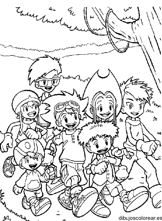 Dibujo de la pandilla en el campo