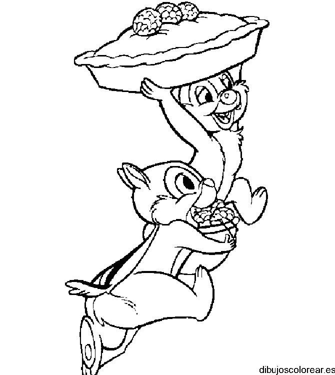Dibujo de las ardillas y una tarta