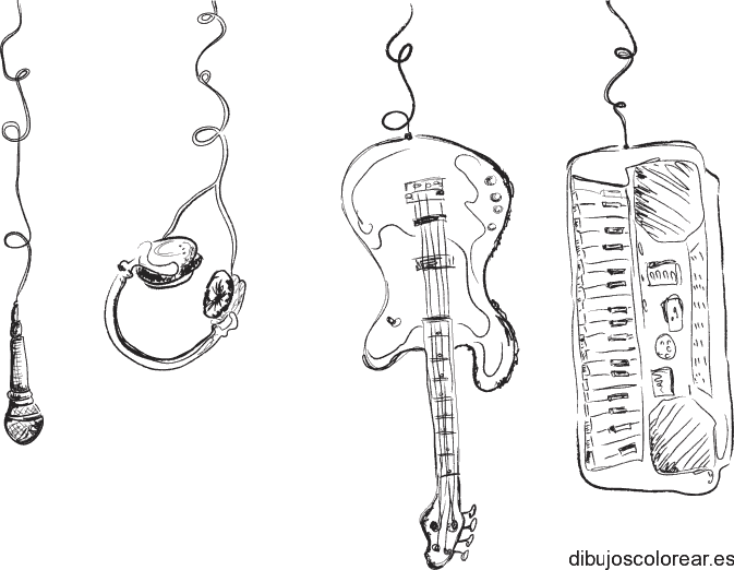 Dibujo de varios instrumentos musicales 