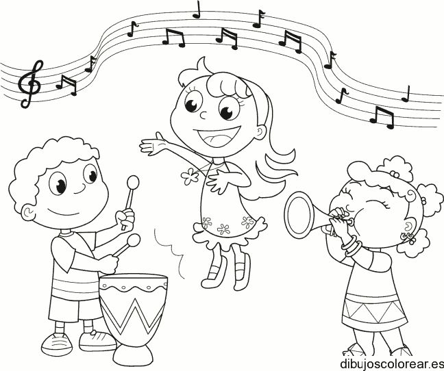 Dibujo de niños tocando instrumentos 