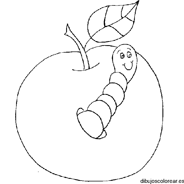 Dibujo de gusano en una fruta