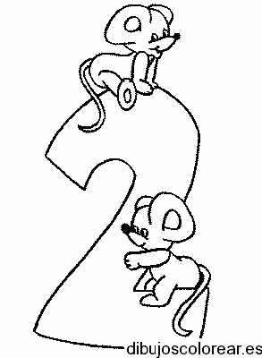 Dibujo de ratones con el número dos 