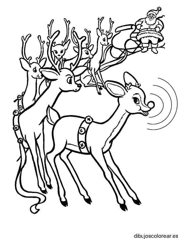 Dibujo de los renos de Santa Claus 