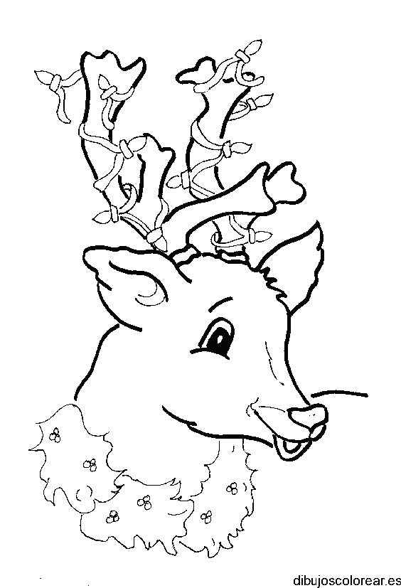 Dibujo de un reno con lazos 