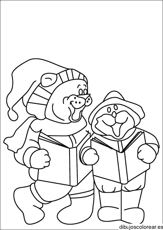 Dibujo de dos osos cantando 