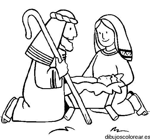Dibujo de Jose y Maria junto al niño Jesús  