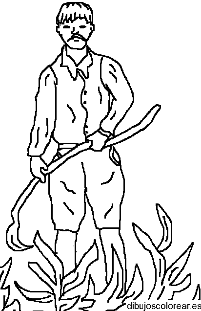 Dibujo de un hombre arando la tierra 