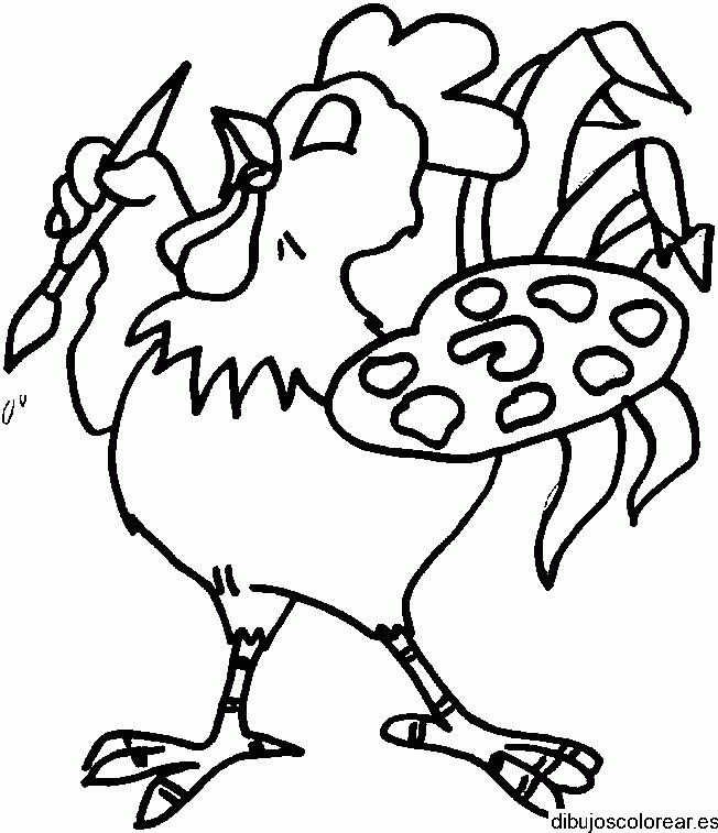 Dibujo de un gallo pintor 
