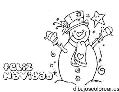 Dibujo de un hombre de nieve muy feliz 