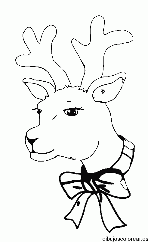 Dibujo del rostro de un reno con un moño 