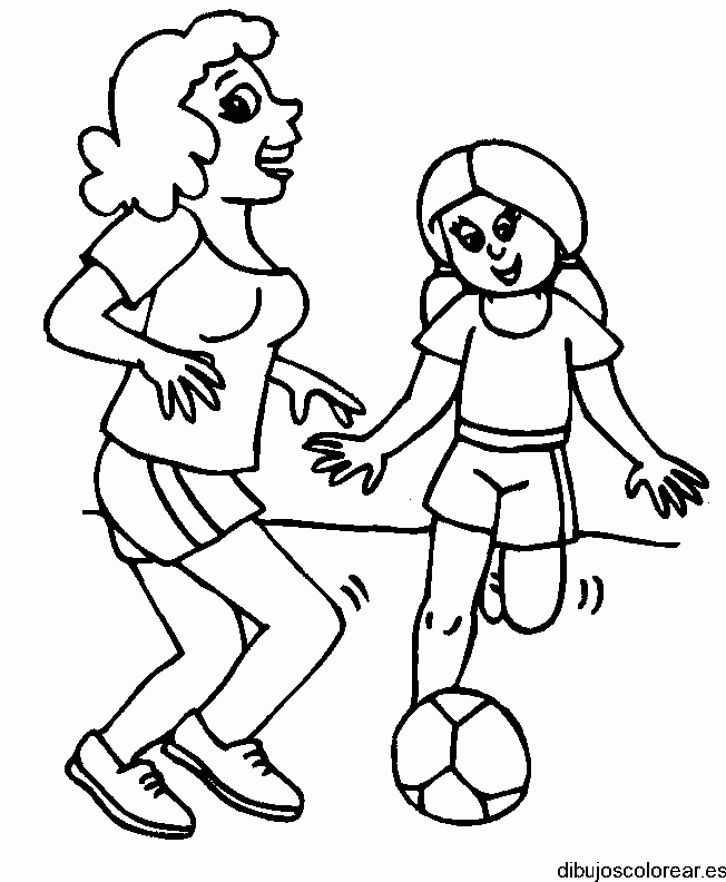Dibujo de niñas jugando fútbol 