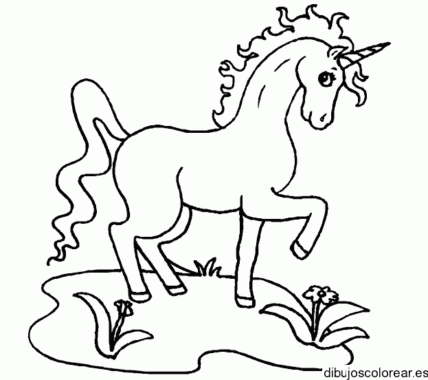 Dibujo de un unicornio saltando